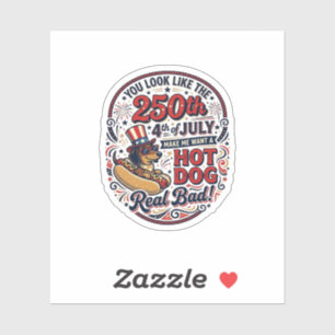 Sticker Drôle 250e 4 juillet Hot Dog Dachshund