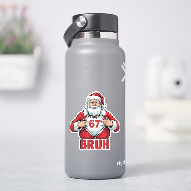 Sticker Drôle 67 Six Sept Bruh Mème Noël Santa (HydroFlask)