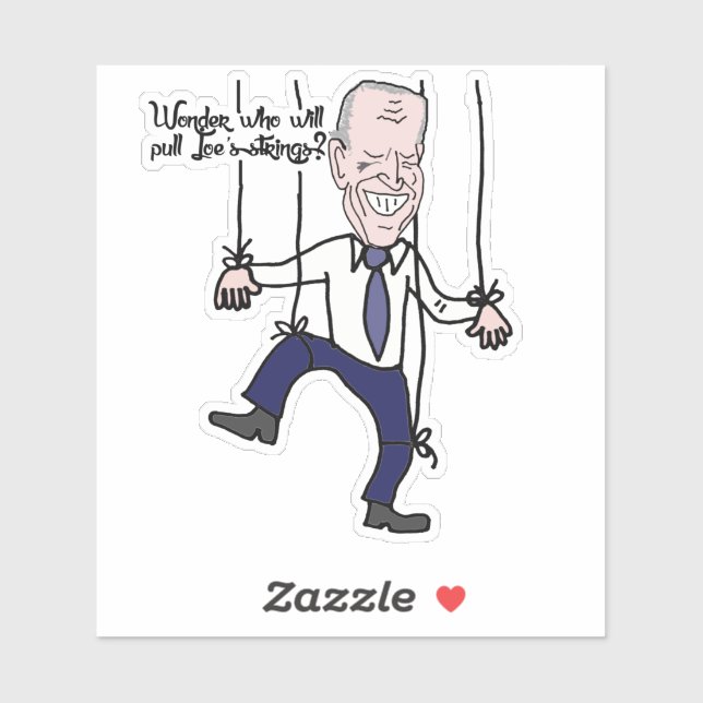 Sticker Drôle Anti Joe Biden Marionnette Caricature politi (Feuille)