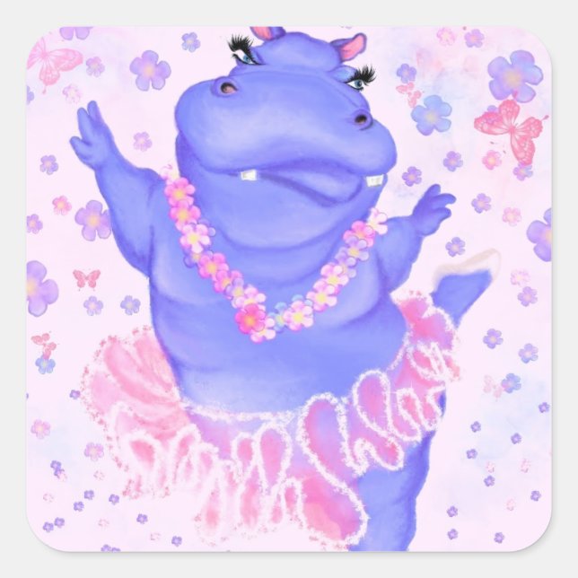 Sticker drôle avec Ballerina Hippo Ballet Dancer (Devant)