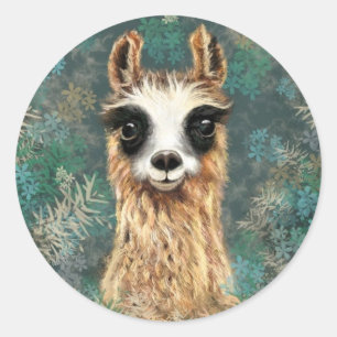 Sticker drôle avec Curious Baby Llama