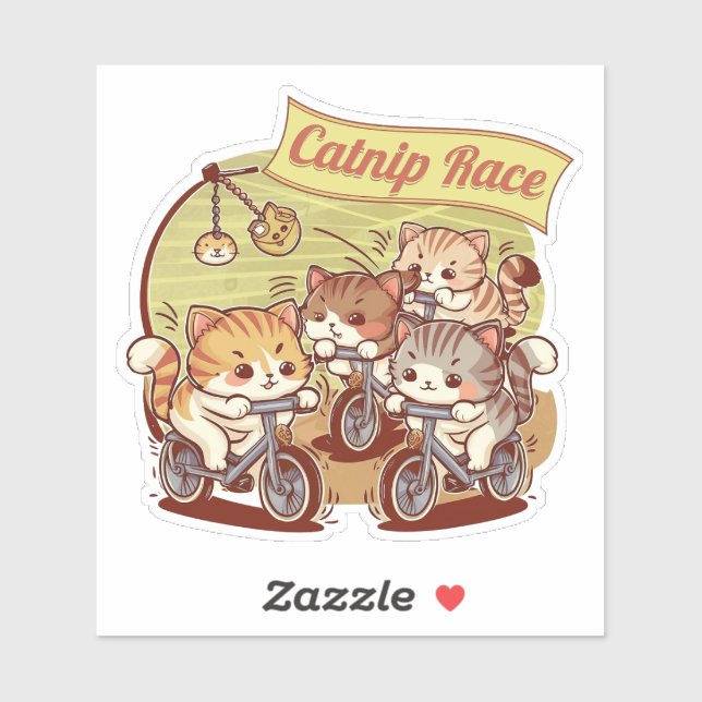 Sticker Drôle Avec De Mignons Petits Chatons Sur V (Feuille)