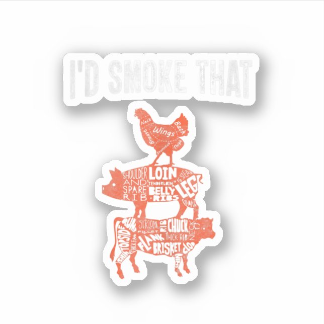 Sticker Drôle Bbq Fumeur Costume Chef Fumeur Je fumerais ç (Devant)
