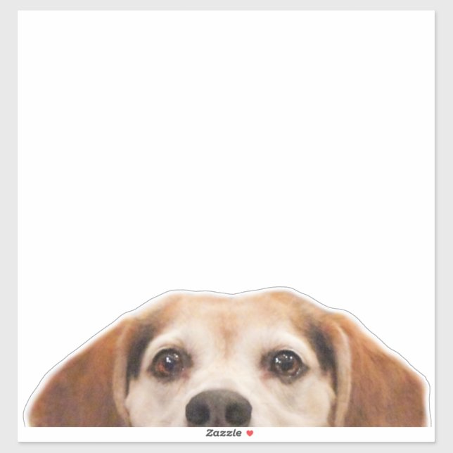 Sticker Drôle Beagle chien demi-visage (Feuille)
