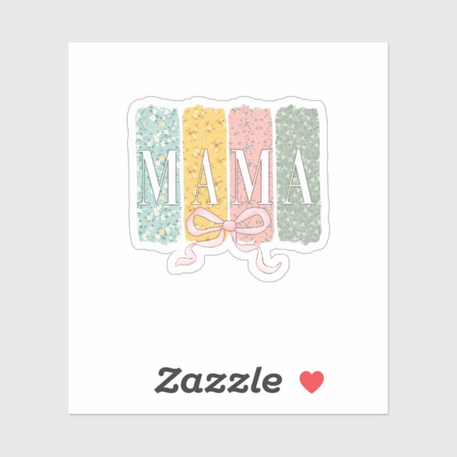 Sticker Drôle Bow Coquette Mama Fleurs Fête des Mères (Feuille)