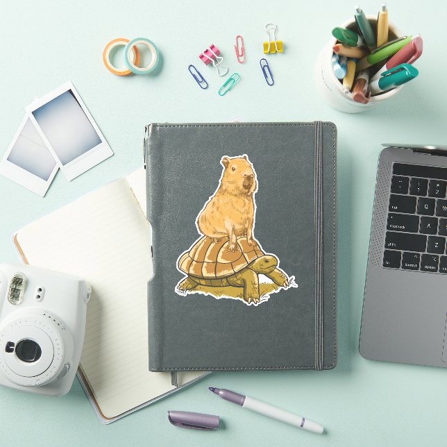 Sticker Drôle Capybara Animal Turtle Cute Capybara (Couverture iPad)