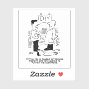 Sticker Drôle Caricature de magasin de détail.