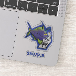 Sticker Drôle caricature de poisson de pêcheur