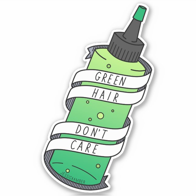Sticker Drôle Cartoon Coiffeur Vert Bouteille (Devant)