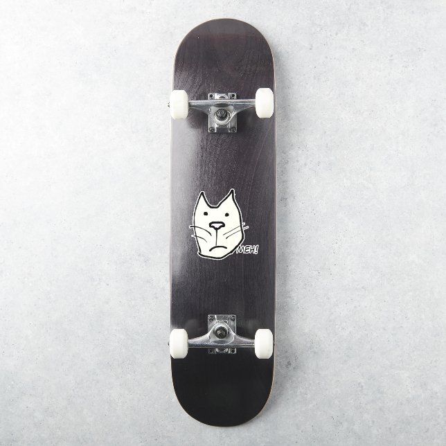 Sticker Drôle Chat Cartoon Qui n'est pas impressionné, Dit (Skateboard)