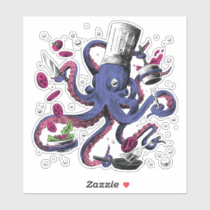 Sticker Drôle Chef Octopus