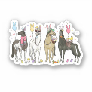 Sticker Drôle Cheval Pâques Jour ferme Animal mignonne Bun