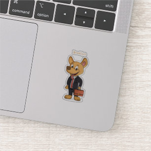 Sticker Drôle chien en costume d'entreprise dessin animé