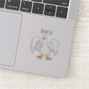 Sticker Drôle curieuse dessin animé d'oie domestique