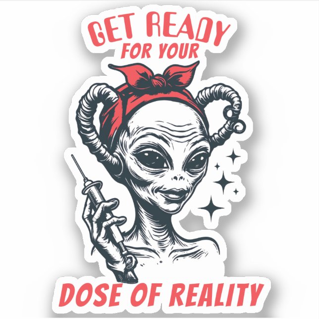 Sticker Drôle d'aiguille hypodermique extraterrestre dose  (Devant)