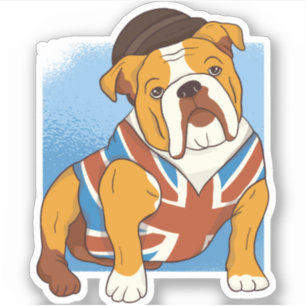 Sticker Drôle de Bouledogue Anglais Drapeau Anglais Patrio