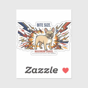 Sticker Drôle de bouledogue français taille morsure chaos 