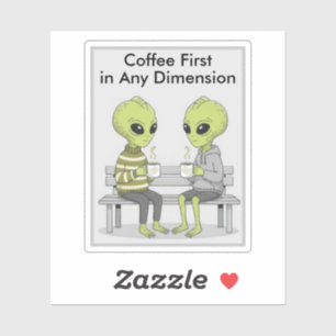 Sticker Drôle de café et d'aliens