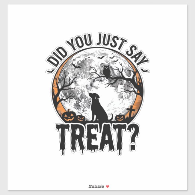 Sticker Drôle de friandise pour chien Halloween Design vec (Feuille)
