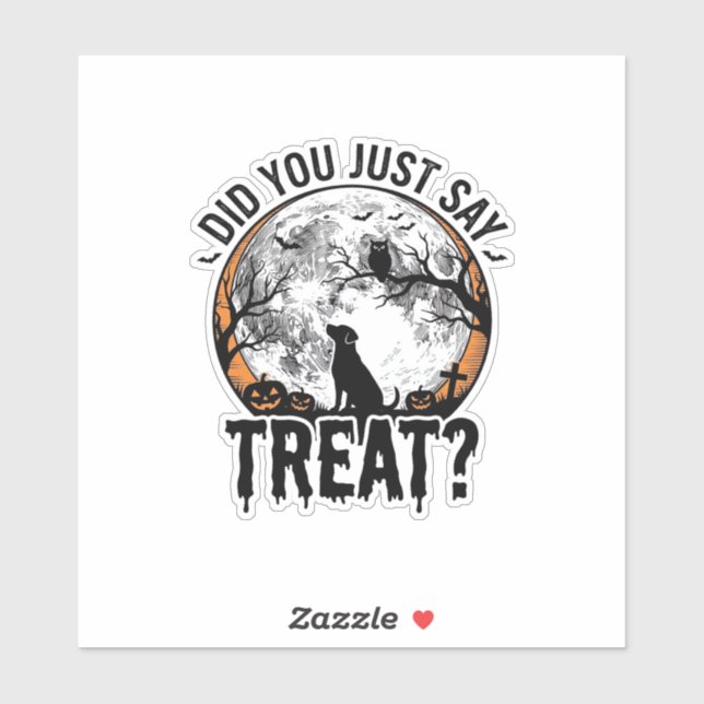 Sticker Drôle de friandise pour chien Halloween Design vec (Feuille)