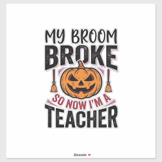 Sticker Drôle de professeur d'Halloween Balai Cassa Concep (Feuille)