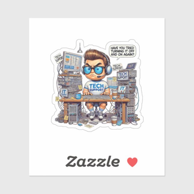 Sticker Drôle de support technique (Feuille)