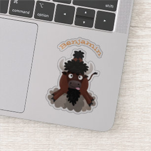 Sticker Drôle dessin animé de bison de buffle