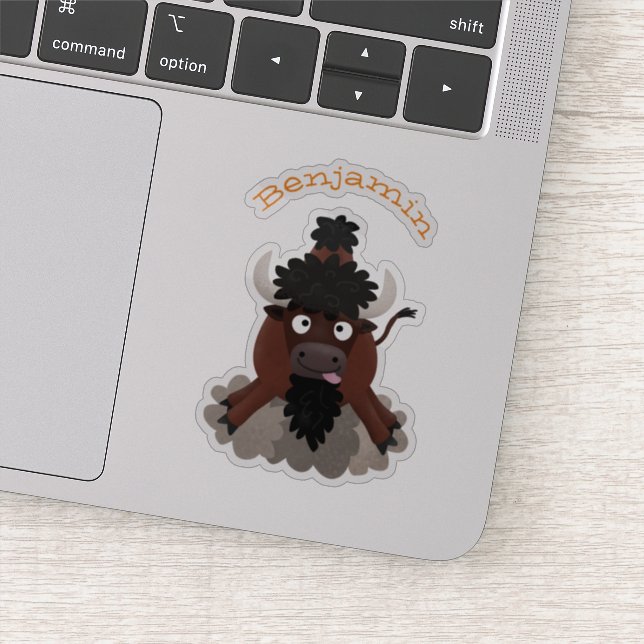Sticker Drôle dessin animé de bison de buffle (Détail)