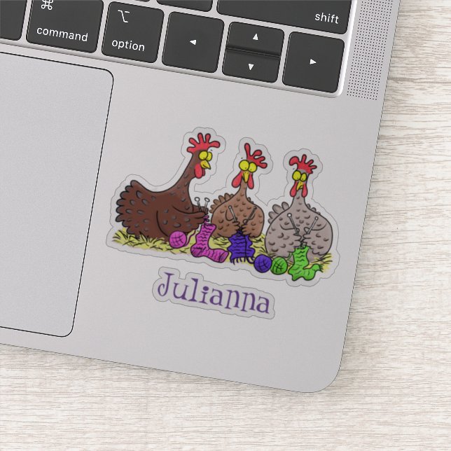 Sticker Drôle dessin animé de poulets de tricot (Détail)