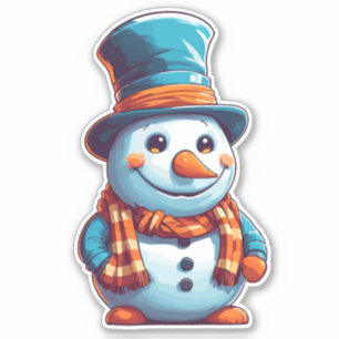 Sticker Drôle dessin animé Snowman