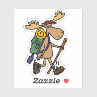 Sticker Drôle dessin sur la Randonnée d'orignal