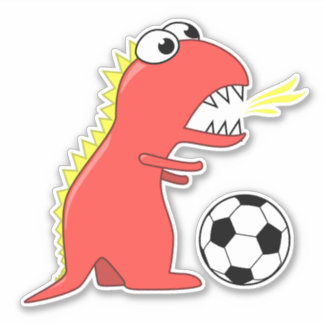 Sticker Drôle Dinosaure Dinosaure Joueur de football