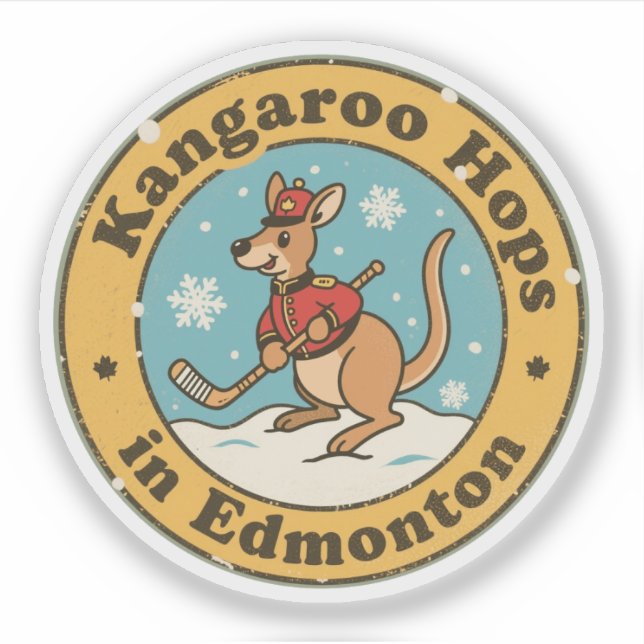 Sticker Drôle Edmonton Kangaroo Hockey (Devant)