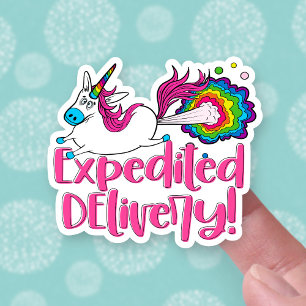 Sticker Drôle Farny Unicorn livraison accélérée
