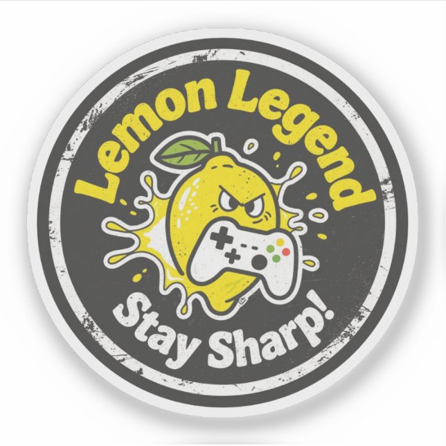 Sticker Drôle Gamer Lemon "Légende Citron" & "Restez Vif ! (Devant)