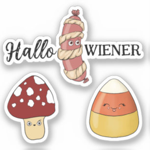 Sticker Drôle Halloween Hotdog maïs et champignons