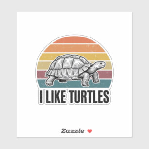 Sticker Drôle J'aime Les Tortues Vintage Gravure T-Shirt D