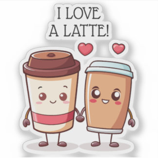 Sticker Drôle J'Aime Un Latte