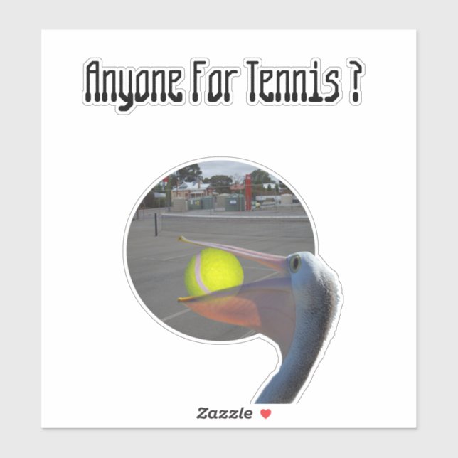 Sticker Drôle joueur de tennis Pelican, (Feuille)