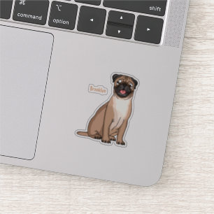 Sticker Drôle joyeux dessin animé de chien de carlin