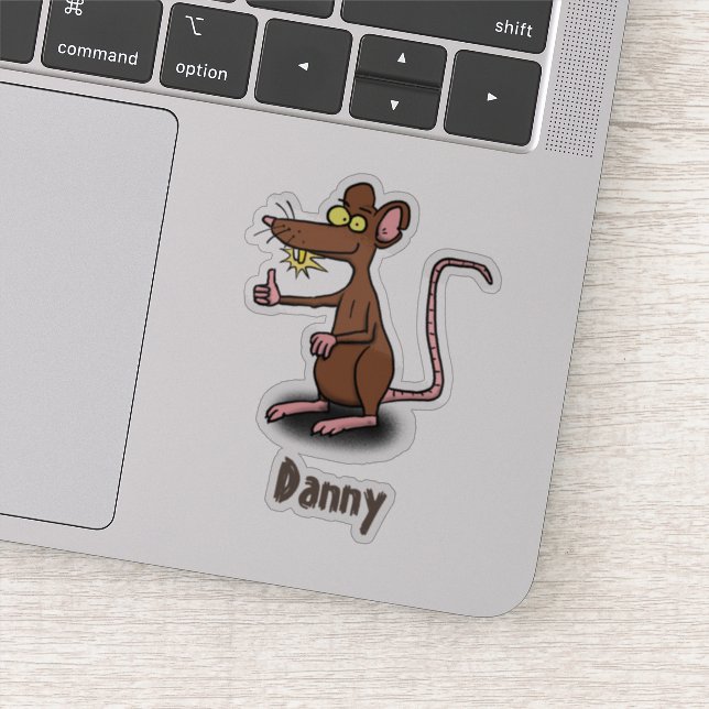 Sticker Drôle joyeux dessin animé de rat brun (Détail)