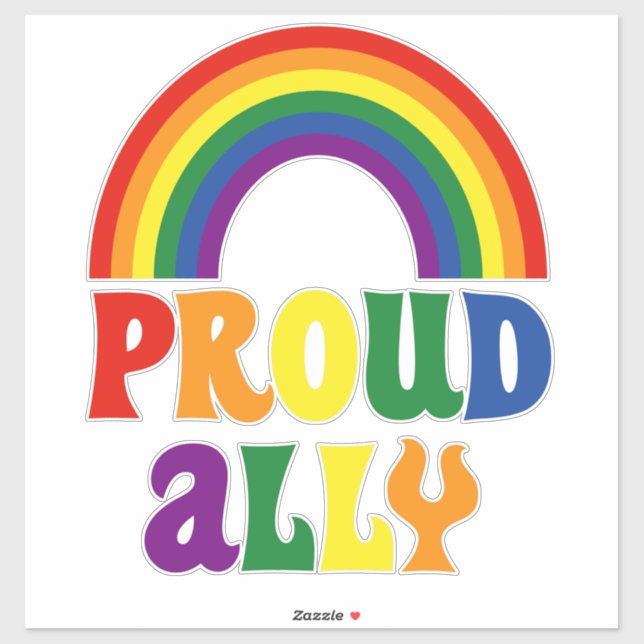 Sticker Drôle LGBT Rainbow Pride Fière Ally Cadeau (Feuille)
