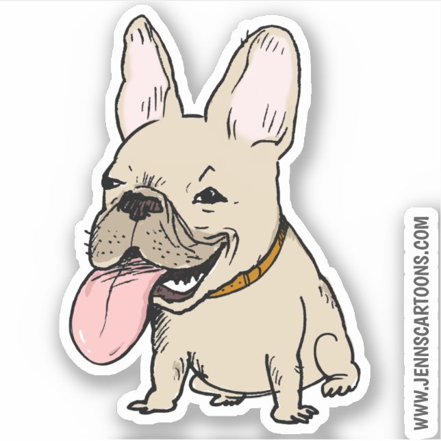 Sticker Drôle mignon chien français | Frenchie Cartoon Dog (Devant)