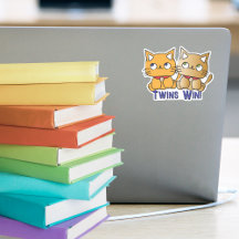 Drôle mignon Kawaii Twin Cats Dessin Personnalisé