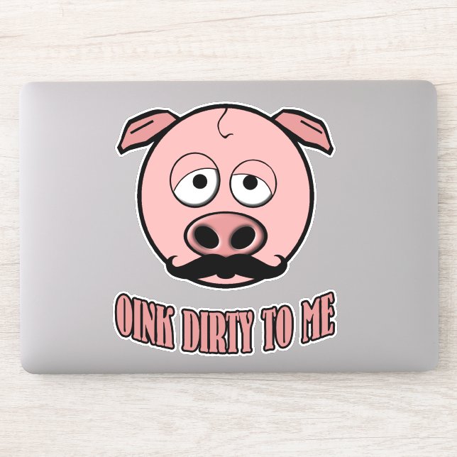 Sticker Drôle Moustache Cochon Rose sale pour moi (Ordinateur)
