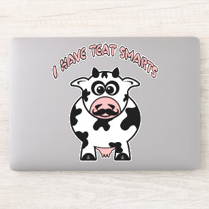Sticker Drôle Moustache Cow Tee Smarts