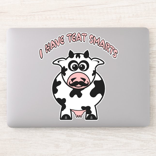 Sticker Drôle Moustache Cow Tee Smarts (Ordinateur)