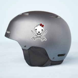 Sticker Drôle Noir Blanc Jolly Kitty Pirate Os crâne