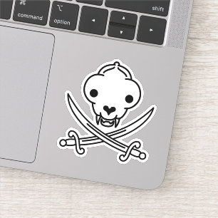 Sticker Drôle Noir Blanc Jolly Kitty Pirate Skull Sabres