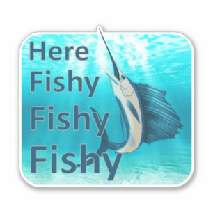 Sticker Drôle pêchez ici le pélerin de poisson de poisson